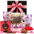 Mum's Favorite gift hamper with hand cream, chocolates and treats in a black gift box