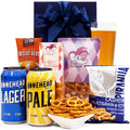Man of the Moment beer and snack gift hamper in a red or black gift box