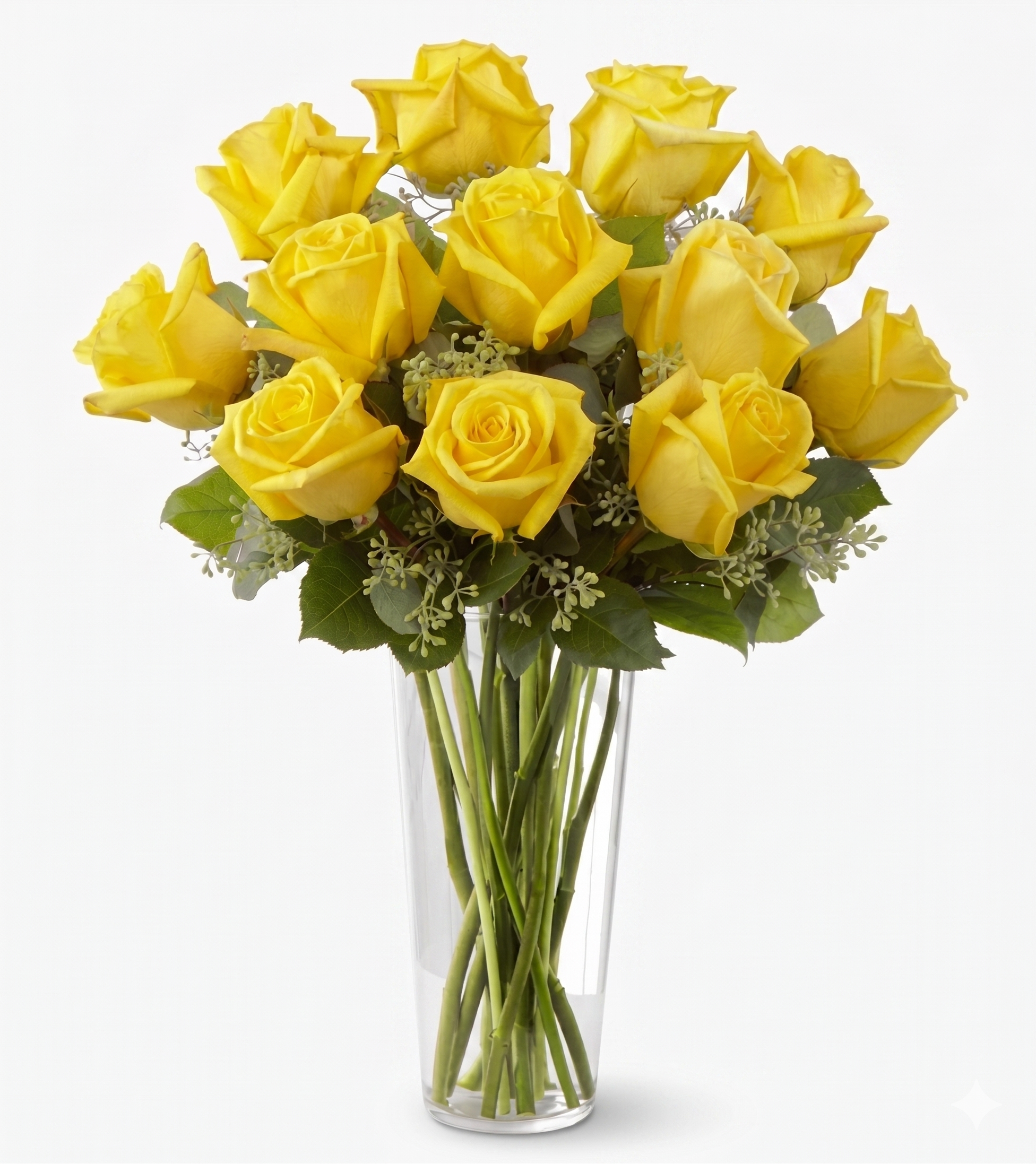 Hello Yellow 12 yellow roses in a vase