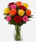 Mixed Beauty 12 mixed roses in a vase