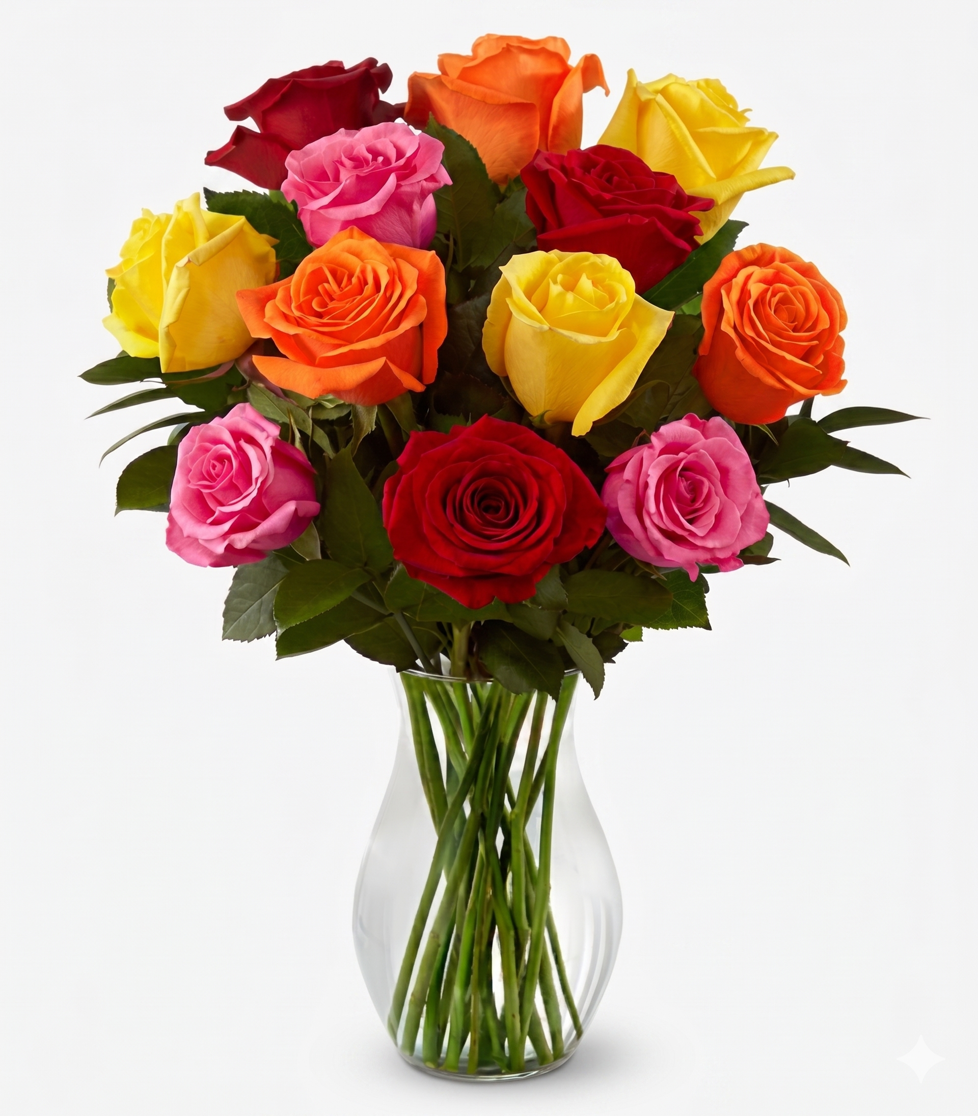 Mixed Beauty 12 mixed roses in a vase