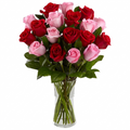 Lasting Love pink and red rose vase bouquet