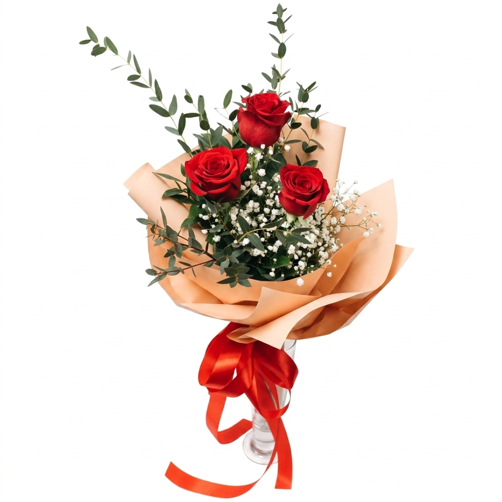 Stunning Trio of three roses bouquet