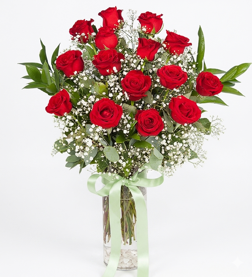 15 Radiant Roses in a vase