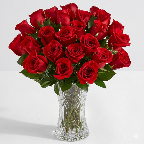 Absolute Affection 24 red roses with vase
