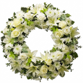 Peacefulness fragrant white flower funeral wreath