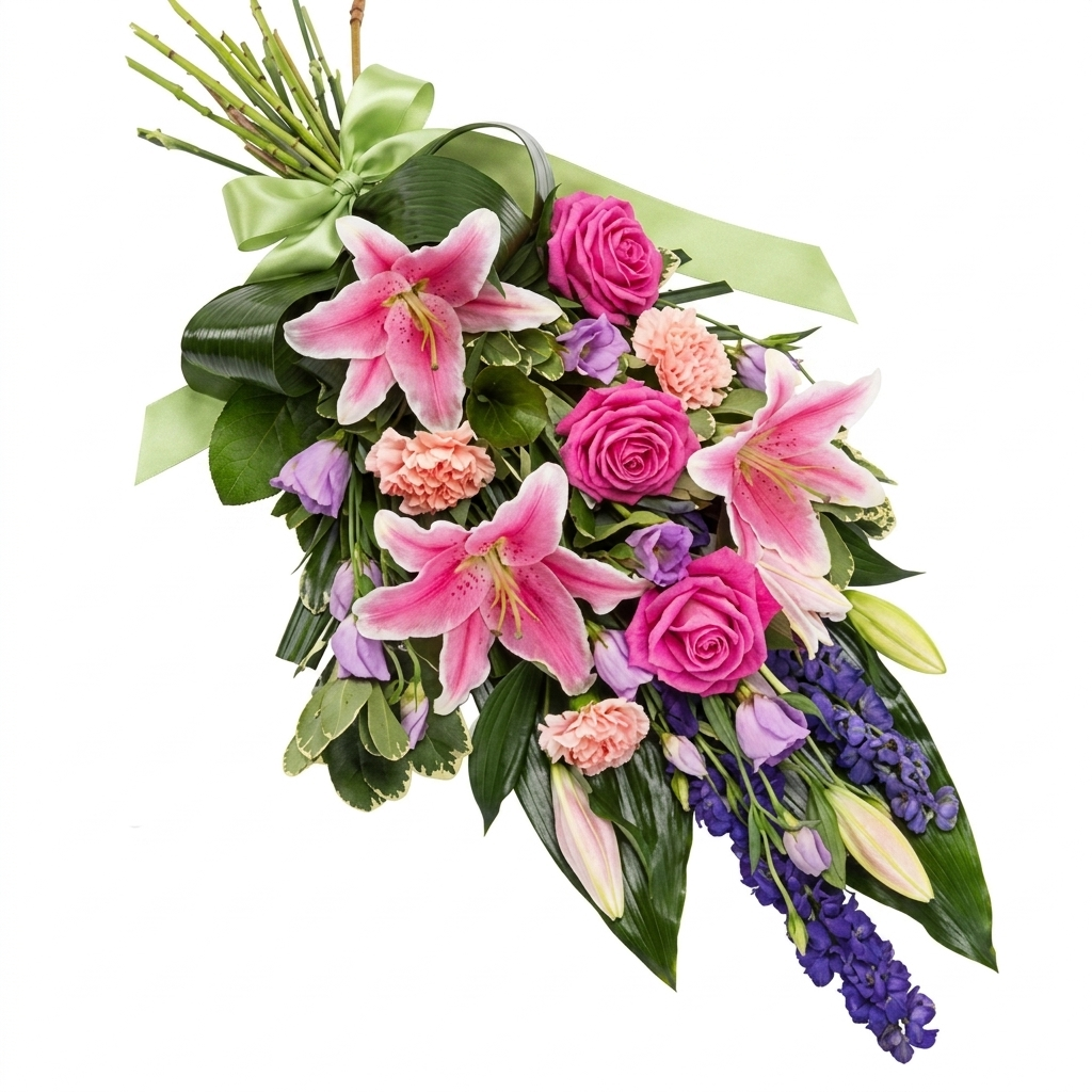 Heartfelt Thoughts lavender, pink and white sympathy sheaf